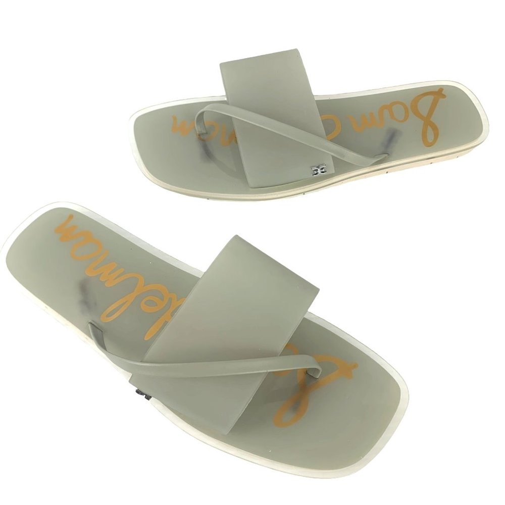 SAM EDELMAN Luciana Translucent Gray Thong Slides Sandals